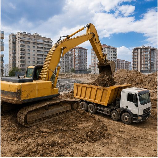 Temel kazısı ve hafriyat makinesi
